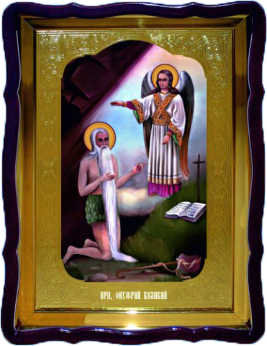 Онуфрий Великий с ангелом фигурный киот