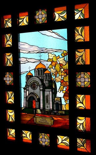 Икона из стекла для оконного проёма