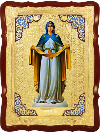 Покров ПБ голубой оклад фигурный киот