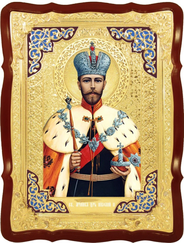 Николай_II,царь фигурное киот голубой оклад