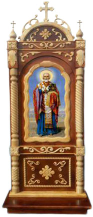 ростовая икона в резном киоте